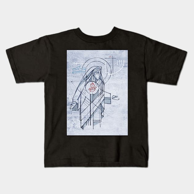 Virgin Mary Immaculate Heart illustration Kids T-Shirt by bernardojbp